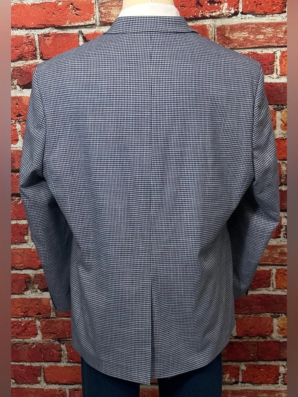 RALPH LAUREN MENS BLAZER SZ 50L LONG FIT BLUE HOUNDSTOOTH CHECK SPORT COAT